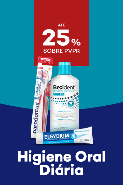 Produtos de higiene oral com destaque promocional de até 25% sobre preço de Venda ao Público Recomendado
